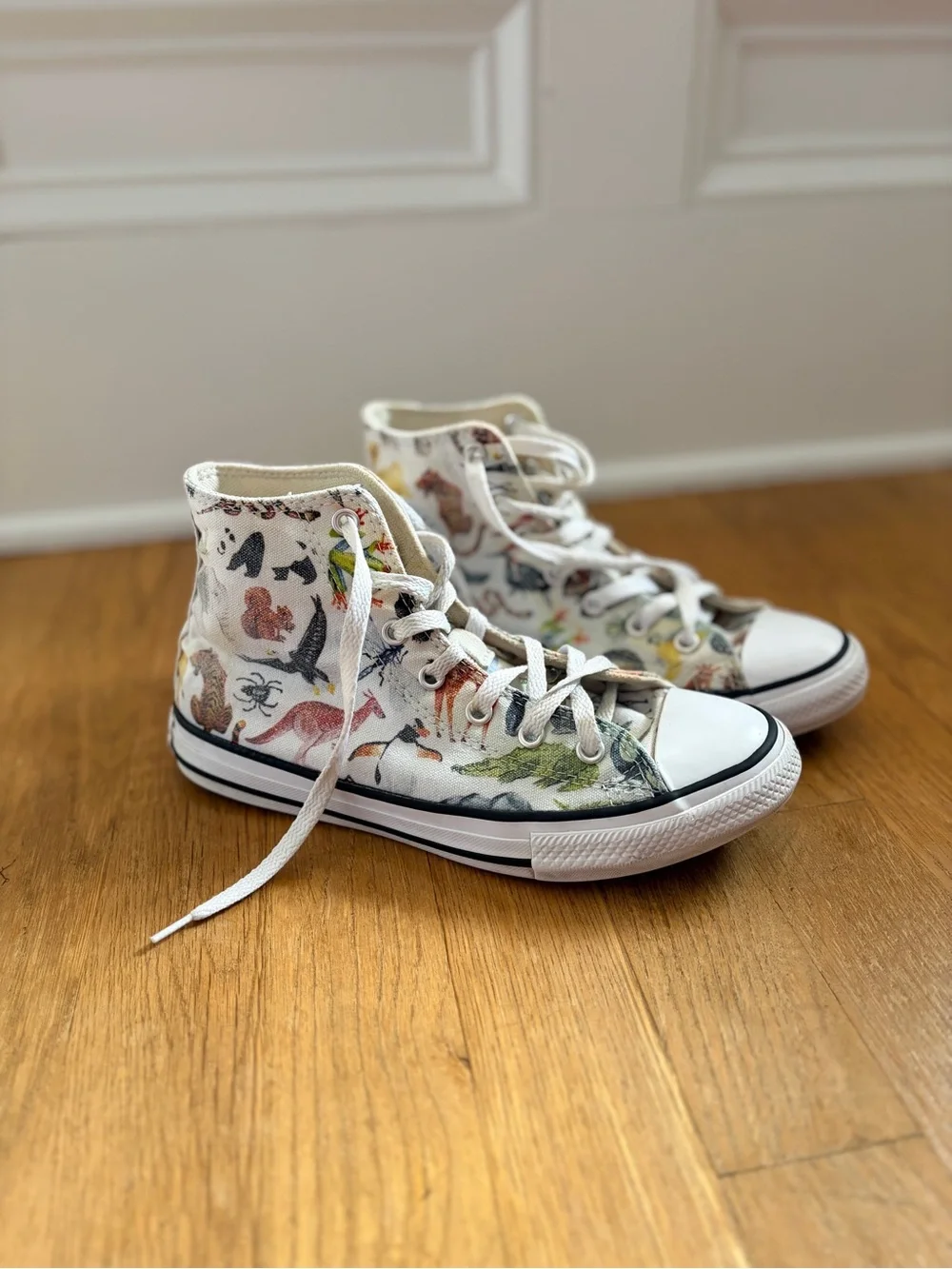 Converse Zoo Animal Themed Sneakers Boys Kids Youth 3 White High Tops